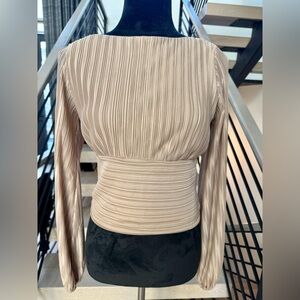 New Elegant Beige Long Sleeve Women's Top size M